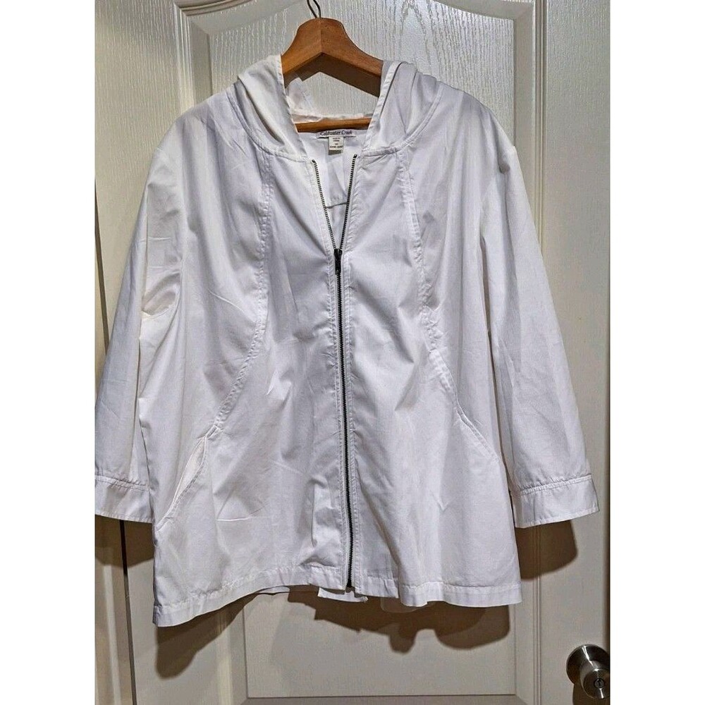 Coldwater Creek White Hooded Athleisure Loungewear Layer Jacket 3X Plus Cotton